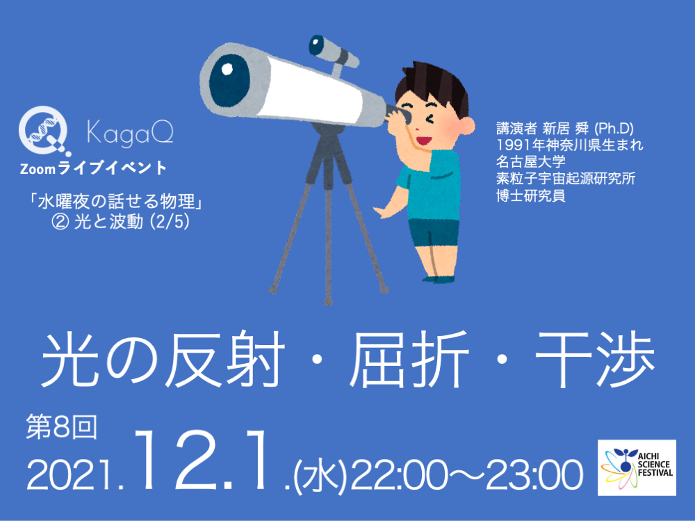 KagaQ.トークライブ 「水曜夜の話せる物理」②光と波動（2/5） 光の反射・屈折・干渉