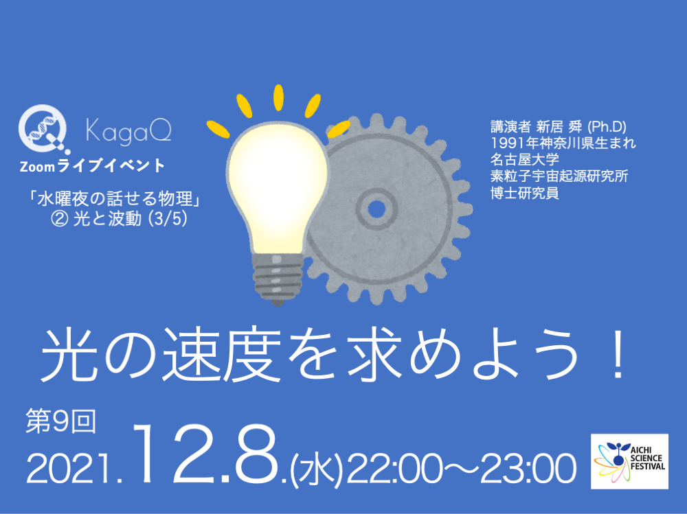KagaQ.トークライブ 「水曜夜の話せる物理」②光と波動（3/5）光の速度を求めよう！