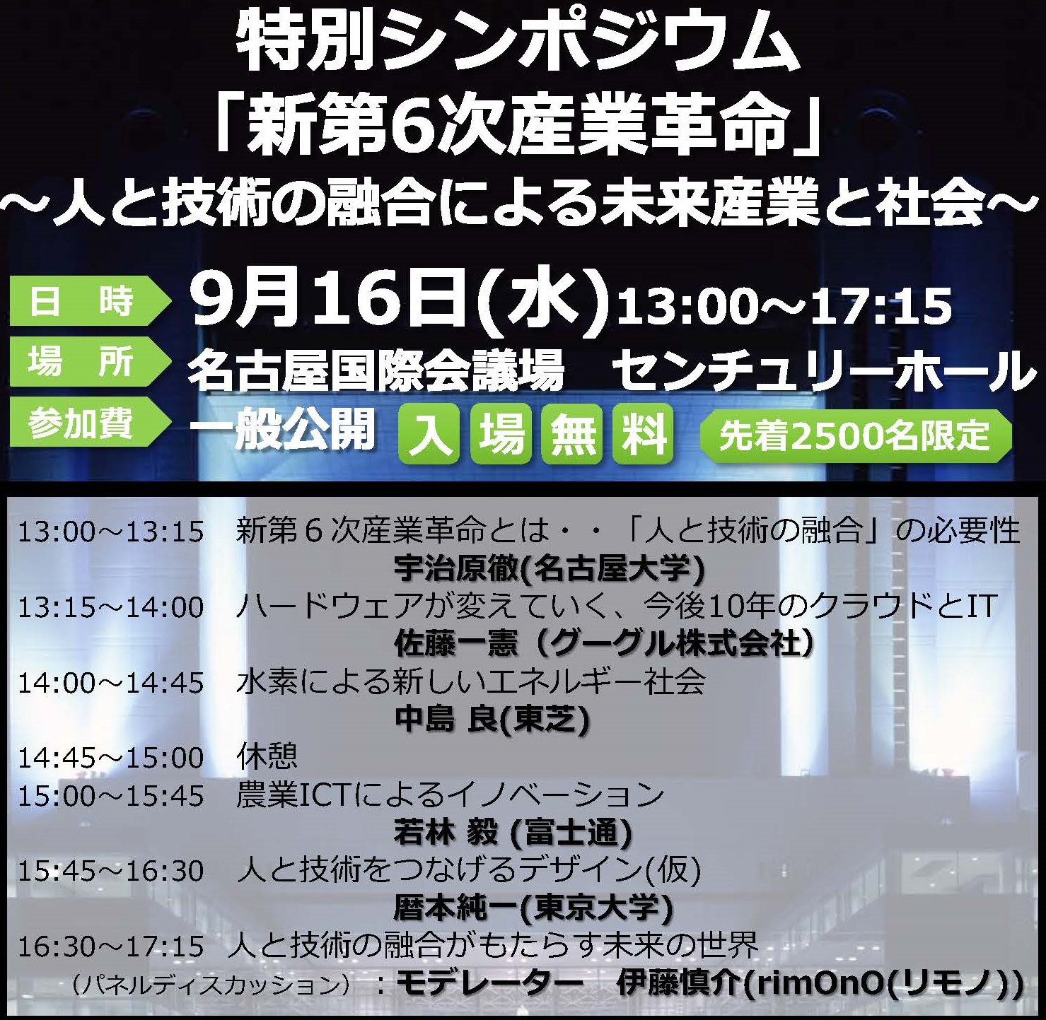 第76回応用物理学会 秋季学術講演会 特別シンポジウム『「新第6次産業革命」～人と技術の融合による未来産業と社会～』