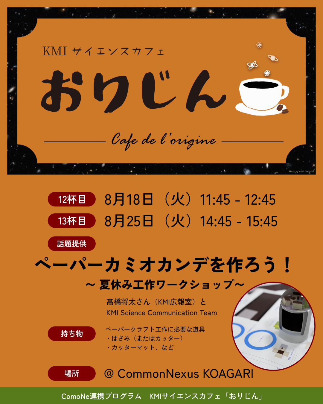 名古屋大学KMIサイエンスカフェ・おりじん —「ペーパーカミオカンデを作ろう！」 